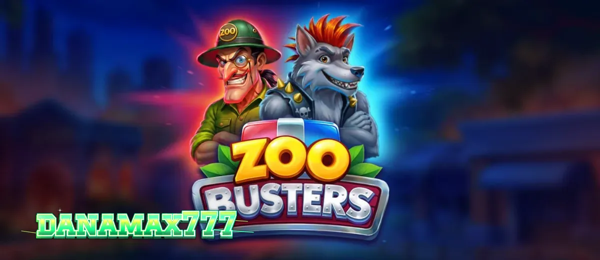 Tampilan visual slot Zoo Busters dengan tema punk-rock dan karakter hewan yang unik.